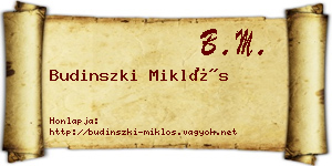 Budinszki Miklós névjegykártya